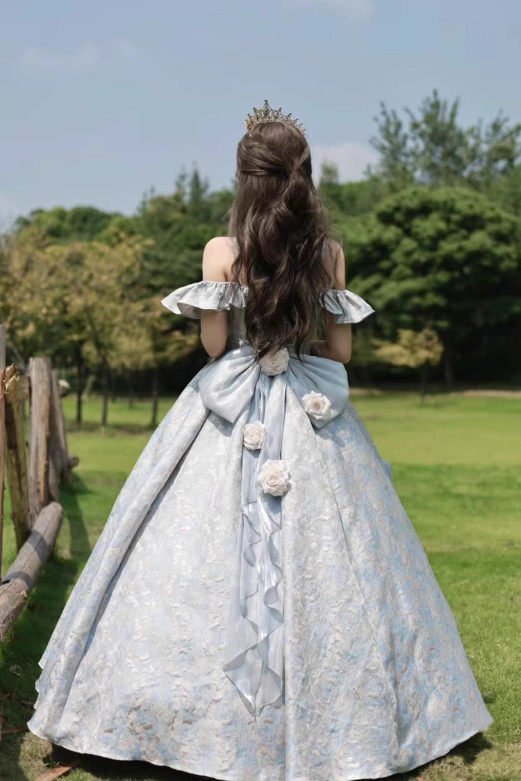 Off Shoulder Print Hanayome Embroidery Bowknot Sweet Princess Lolita Dress 2 Colors