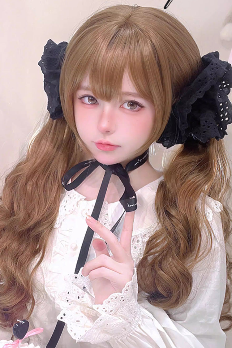 ゴールデンブラウン [ドールパクト] 爪留めツインポニーテール スイート和ロリータ ロングカーリーウィッグ
