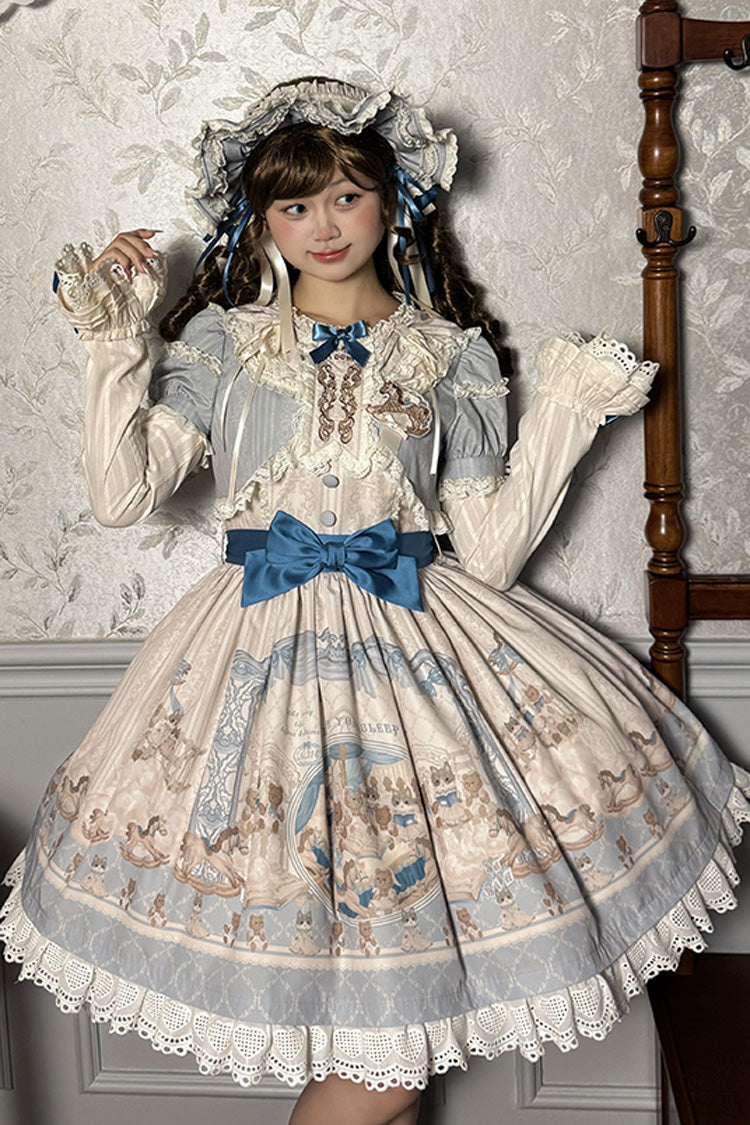 Sea Salt Fairy Tale Doll Short Sleeves Print Ruffle Bowknot Sweet Lolita Dress 2 Colors