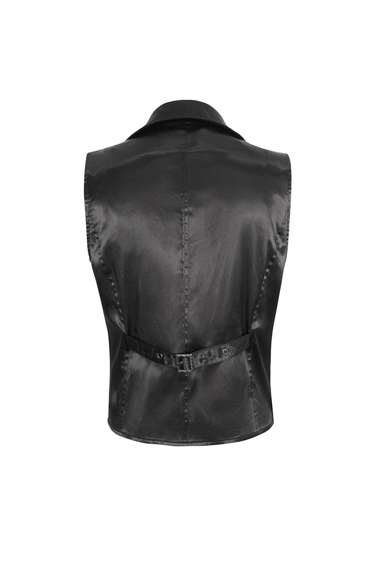 Black/Red Embossed Feather Men's Gothic Waistcoat