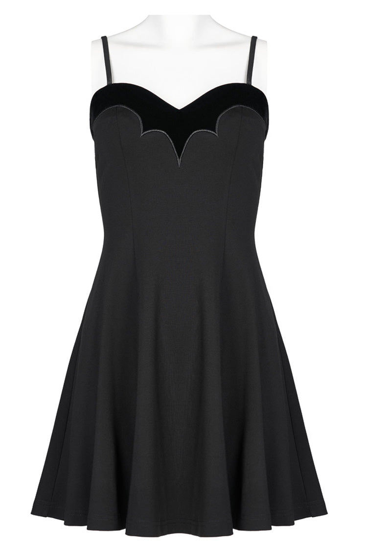 Black Bat Fleece Embroidered Sun Gothic Suspender Women's Dress