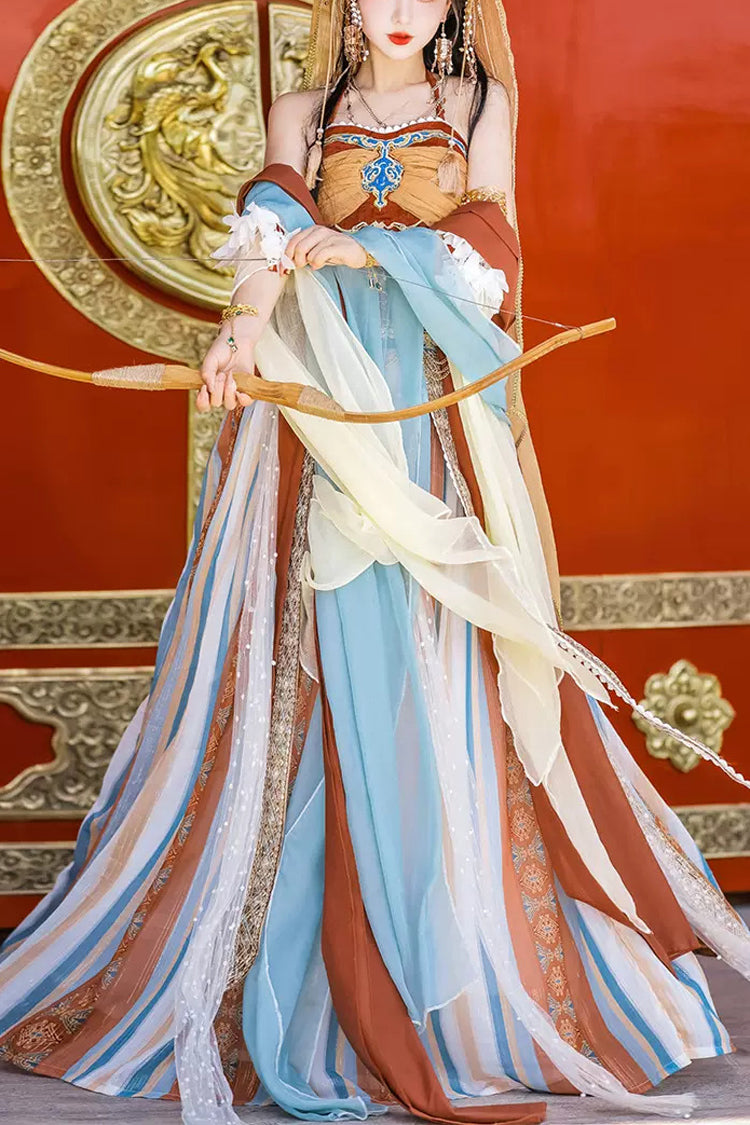 Full Hanfu Dunhuang High Waisted Exotic Print Irregular Women's Classic Hanfu Dr ...
