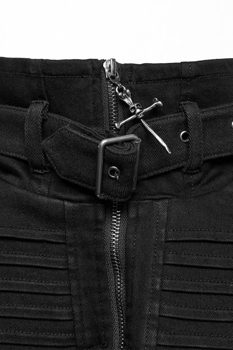 Black Stand Collar Sleeveless Rivet Zipper Men's Punk Cape