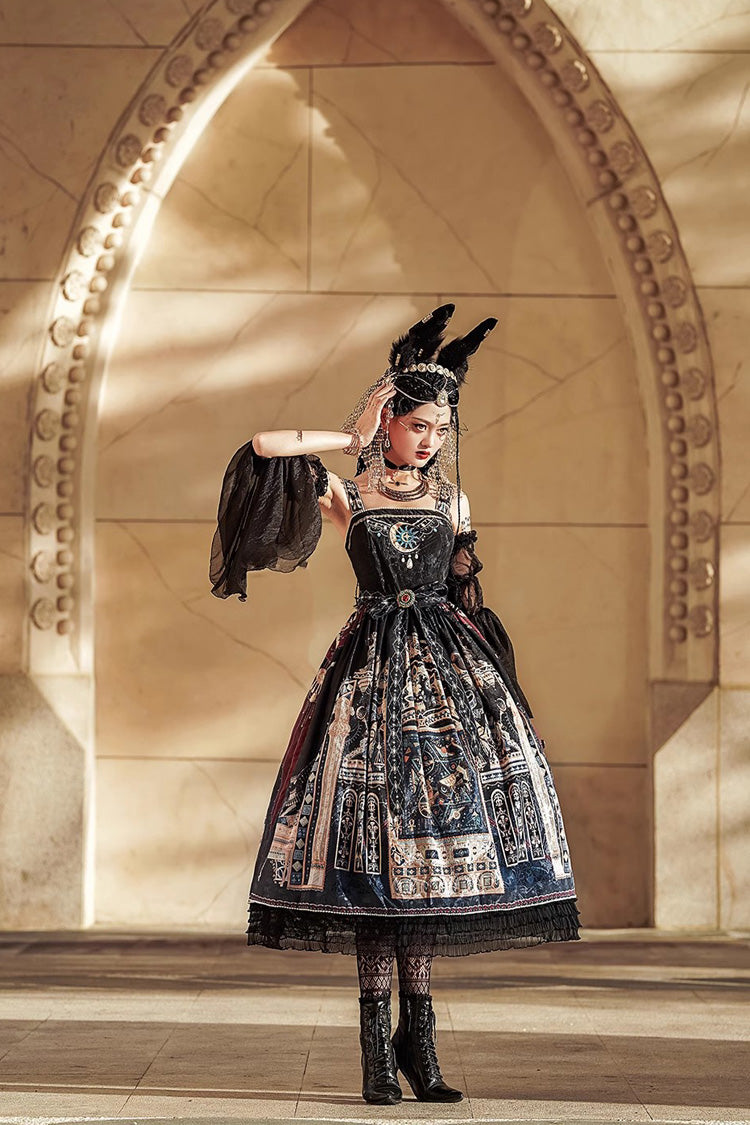 Dusk Best Gothic Lolita-Kleid mit Rüschen im ägyptischen Stil, 3 Farben