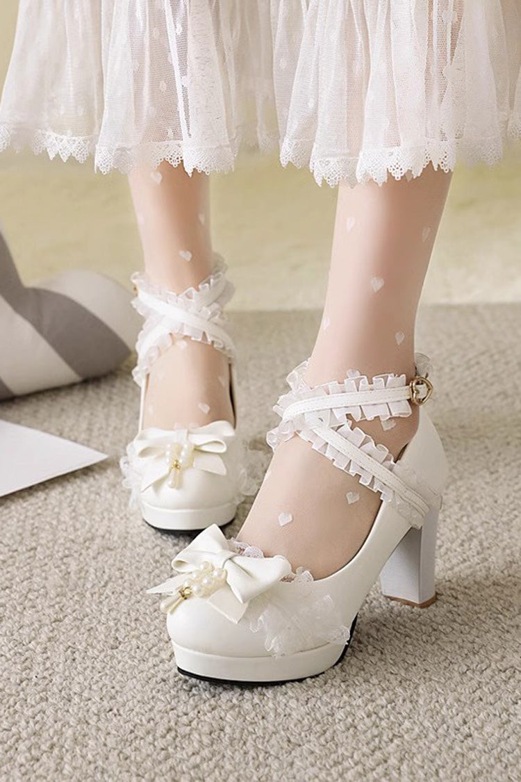 Sweet Lace Bowknot Princess Lolita Shoes 5 Colors