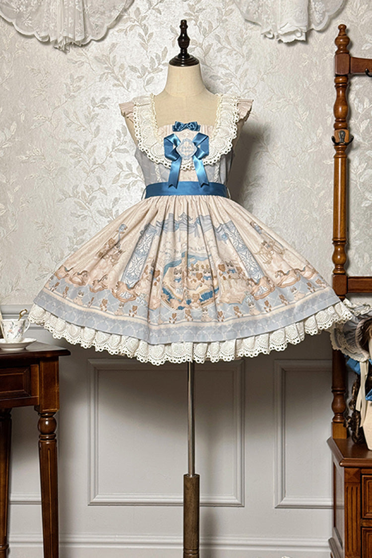 Sea Salt Fairy Tale Doll Sleeveless Print Ruffle Bowknot Sweet Lolita Jsk Dress 2 Colors
