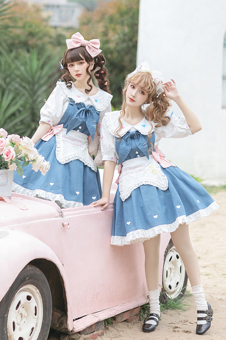 Blue [Cowboys Are Busy] Ruffle Bowknot Sweet Lolita Strap Dress