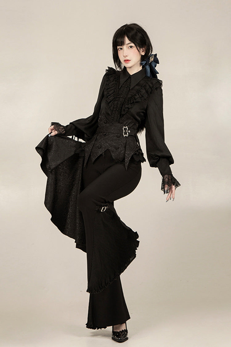 Black [Gold Hunter] Long Sleeves Pirate Style Gothic Long Pants