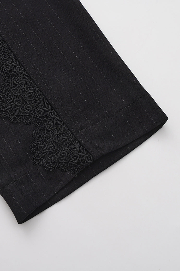 Black Double-breasted Chain Cross Embroidery Ouji Vintage Elegant Prince Gorgeous Lolita Pants