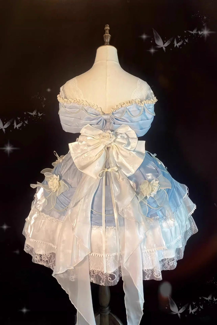 Blue Hanayome Cardigan Elegant Princess Sweet Lolita Strapless Dress ...