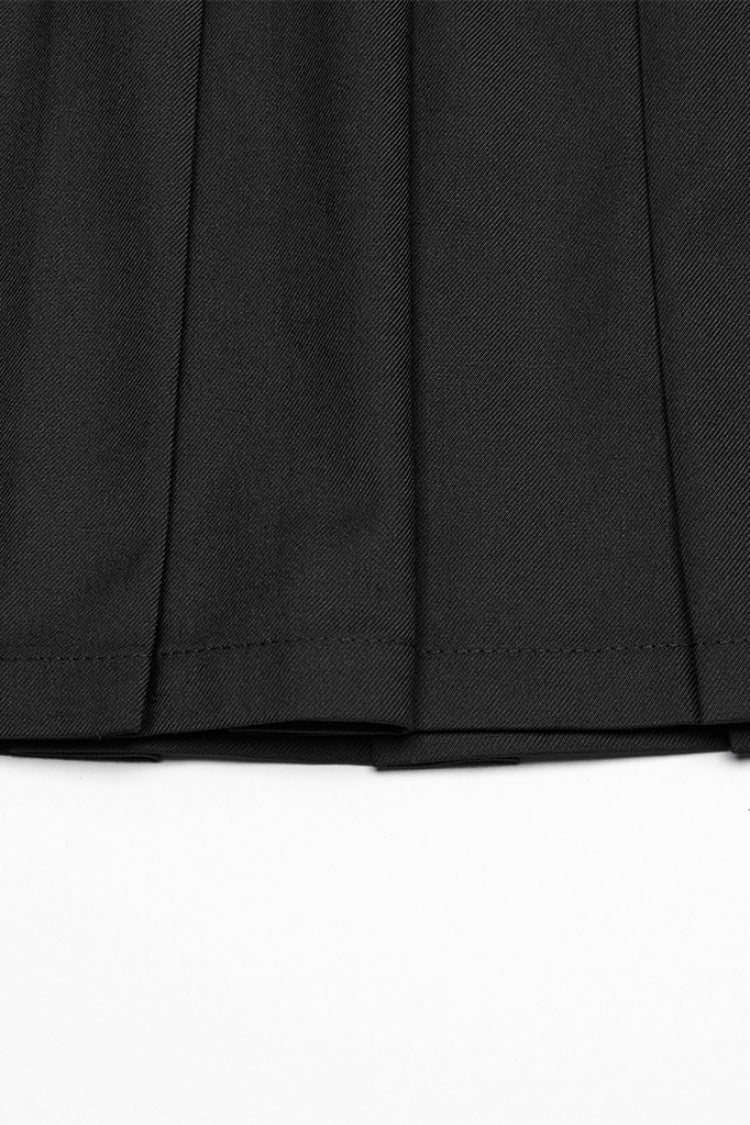 Jupe plissée punk pour femmes avec boucle à volants crâne noir 