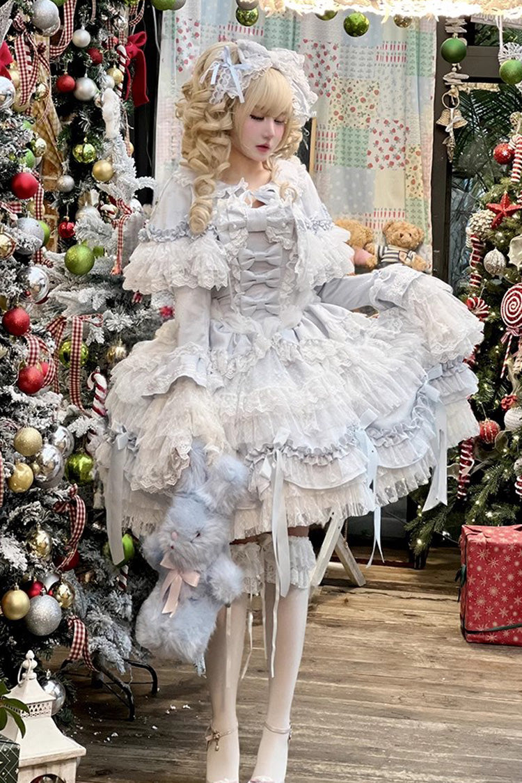 [Girl Doll] Multi-Layered Ruffle Bowknot Lace Sweet Princess Lolita Jsk Dress