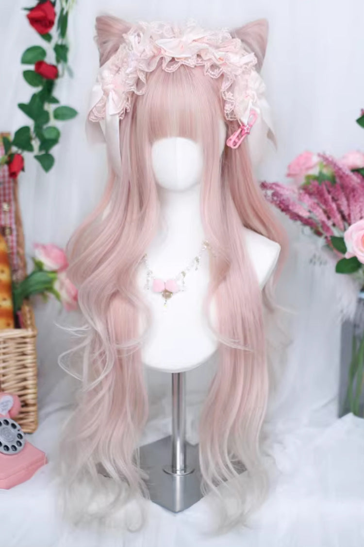 Perruque Lolita Longue Douce à Boucles Douces Rose Pastel Ombre