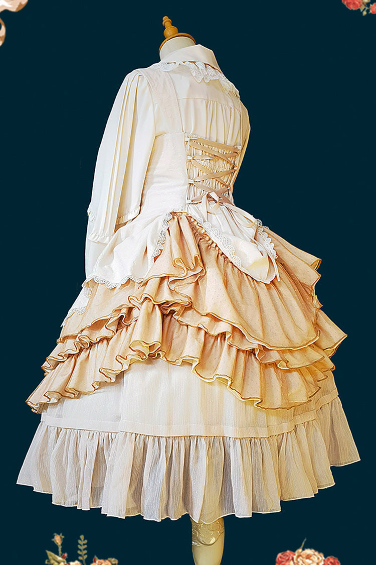 [Waltz] Triple-Layered Ruffle Stitching Lace Sweet Lolita Dress 2 Colors