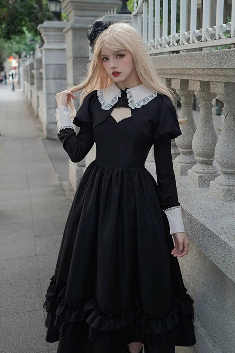 Black Symphony of the Night Solid Color Jacquard Gothic Lolita Jsk Dress