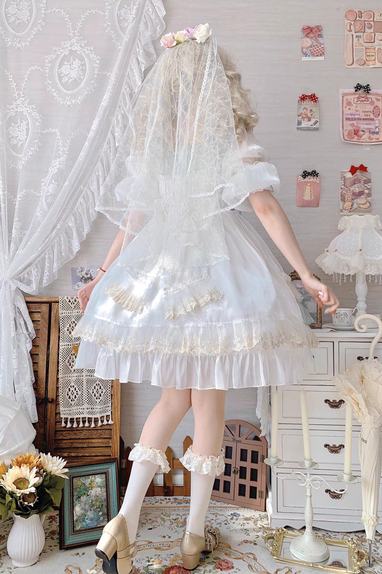 Green [Spring of Boliya] Long Sleeves Multi-Layered Ruffle Bowknot Lace Lace-Up Sweet Princess Lolita Dress