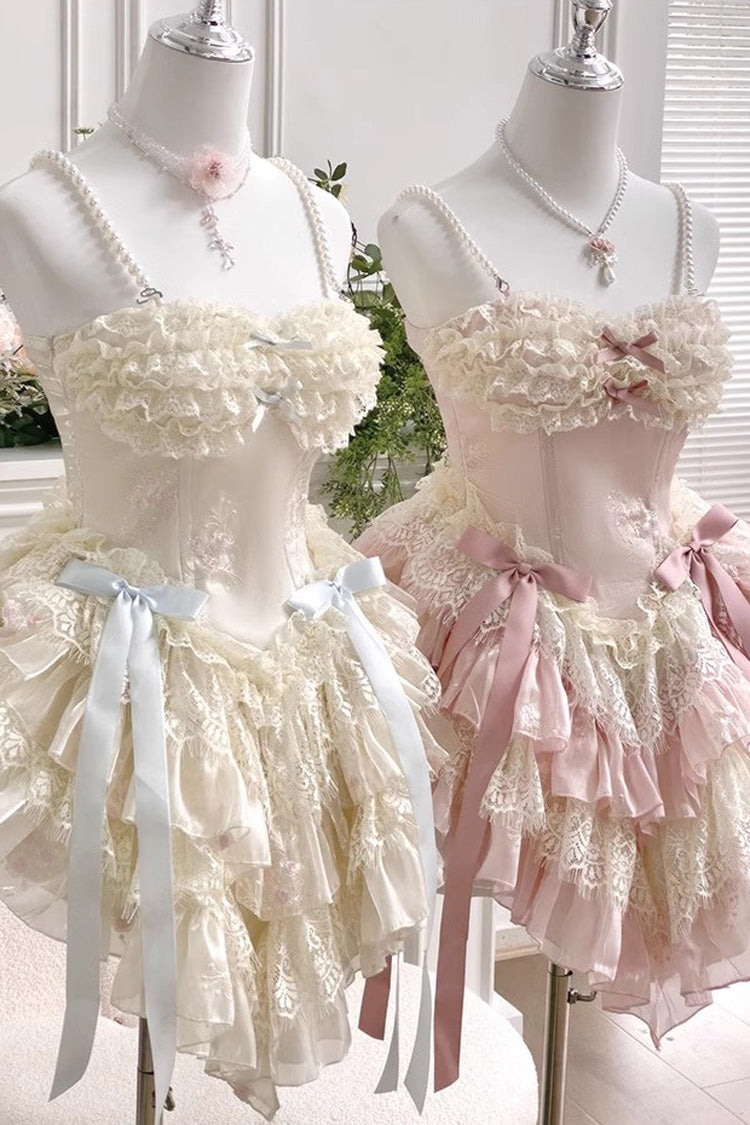 Dream of Love Multi-Layered Ruffle Bowknot Lace Sweet Lolita Dress 2 Colors