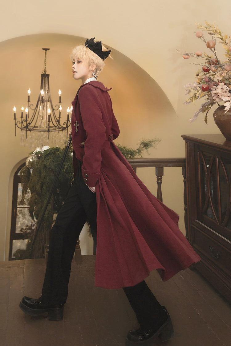Red [The Legend of Dracula] Bat Collar Long Sleeves Prince Handsome Ouji Lolita Coat