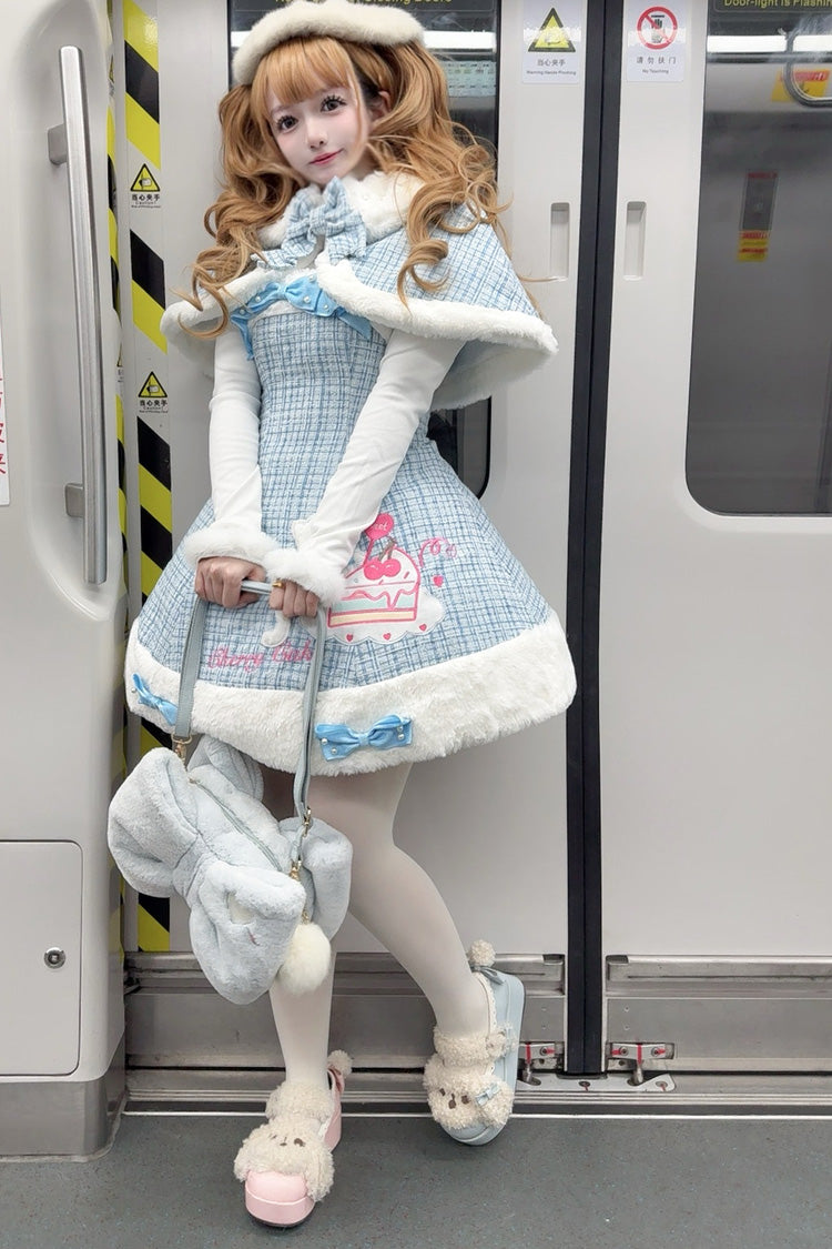 Blue Print Embroidery Bowknot Sweet Princess Lolita Jsk Dress