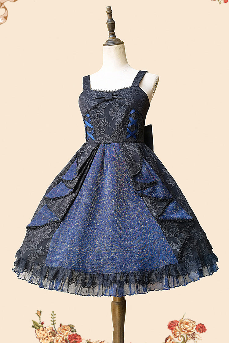 Black/Blue Ruffle Cardigan Bowknot Lace Classic Lolita Dress