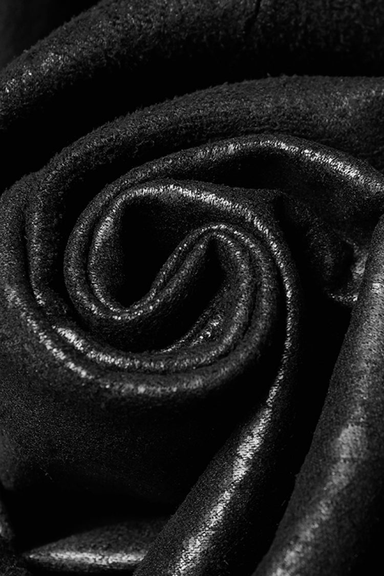 Black Angel's Wings Faux Leather Stand Collar Sleeveless Men's Gothic Vintage Maxi Vest