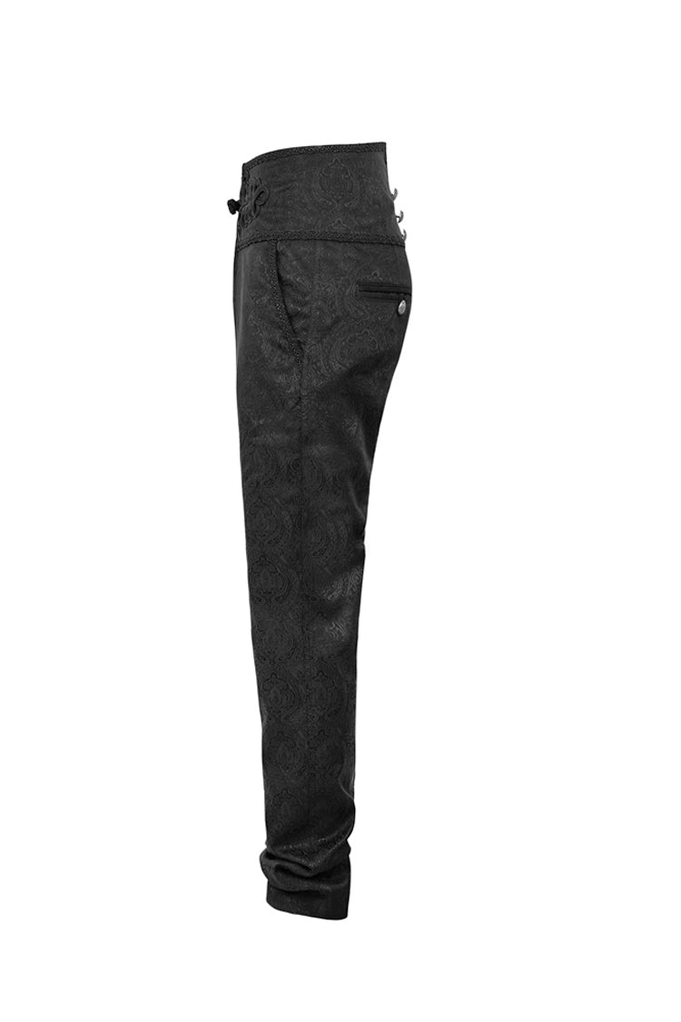 Black Daily Peacock Button Men's Gothic Pants