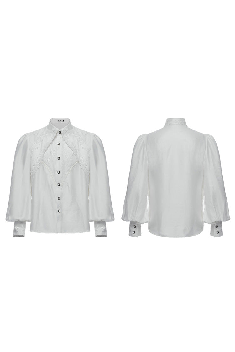 Black Long Puff Sleeves Lace Men's Gothic Blouse