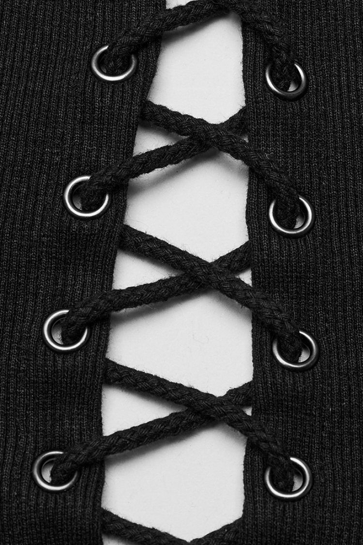 Steampunk Sleeveless Jacquard Print Metal Buckle Strap Metal Zipper Hollow Lace-Up Women's Vest 4 Colors