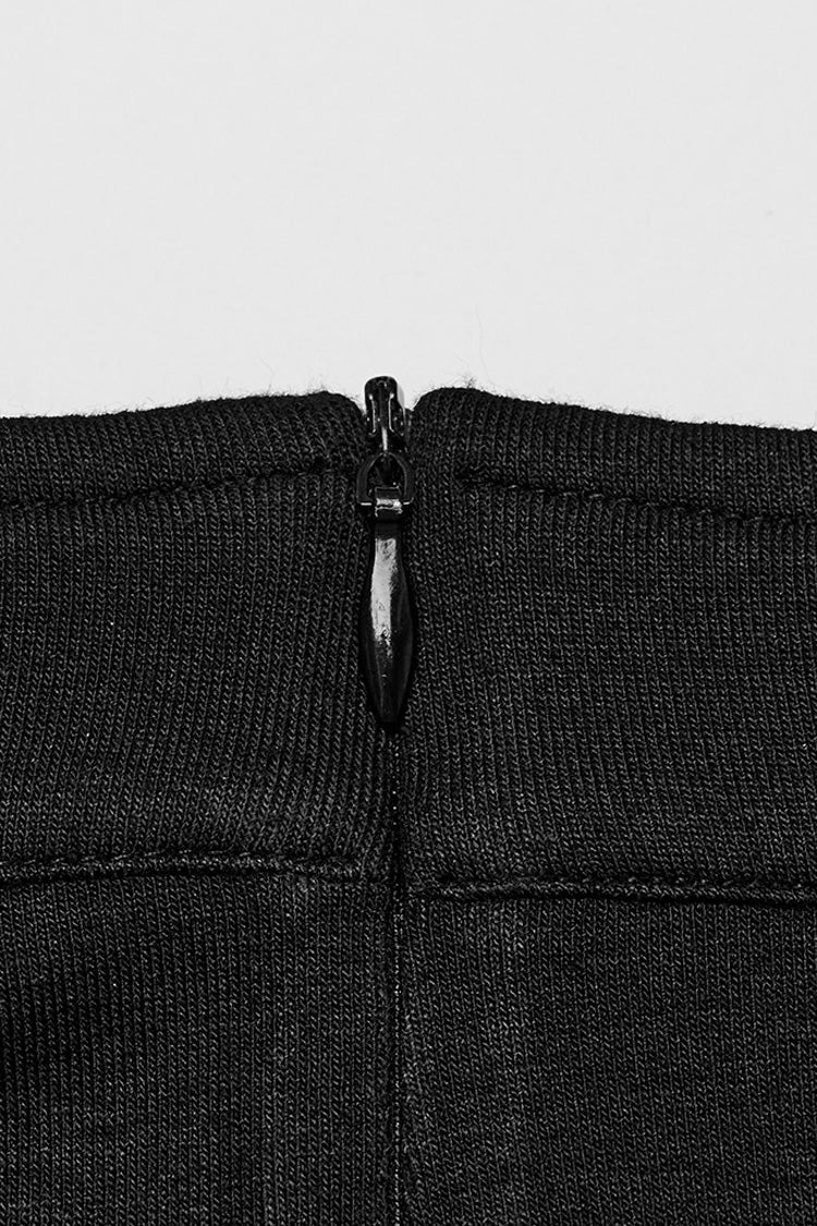 Schwarzes, ärmelloses, genähtes, zerrissenes Punk-Tanktop für Damen mit Stehkragen und Schnürung