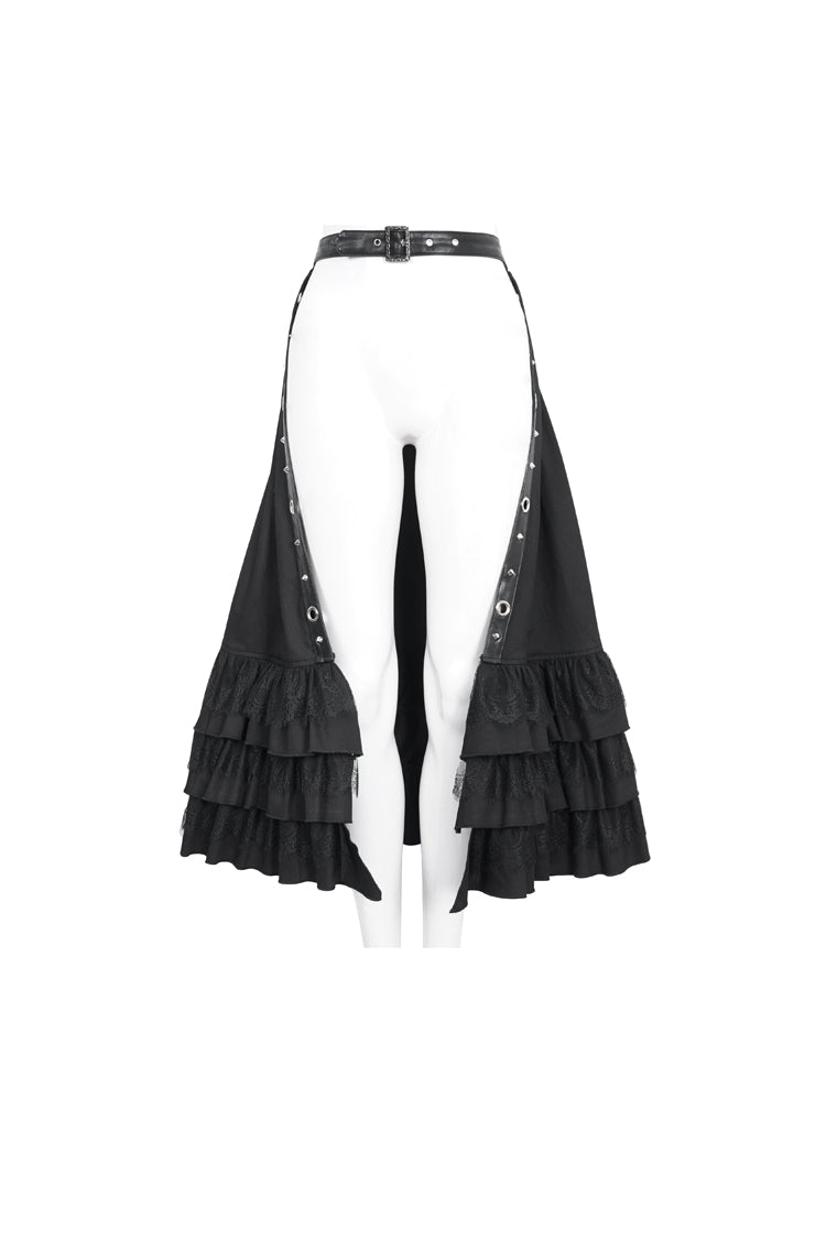 Black Ruffle Matching Belt Womens Gothic Skirt