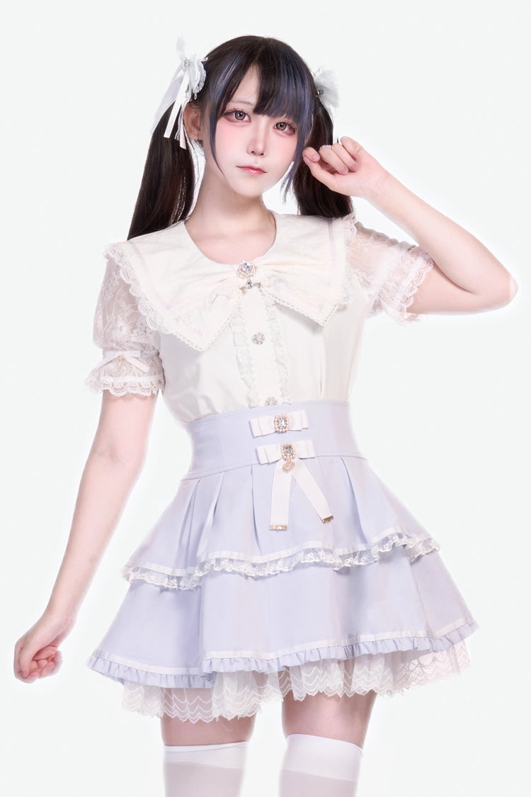 [Fruit Candy] Ruffle Bowknot Lace Sweet Jirai Kei Japanese Skirt 5 Colors