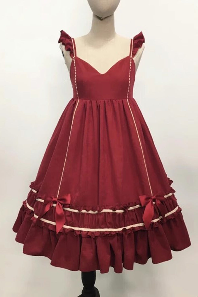 Red Ruffle Bowknot Gothic Vintage Lolita Jsk Dress