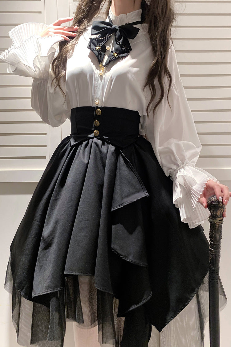 Black Irregular Mesh Gothic Japanese Lolita Skirt