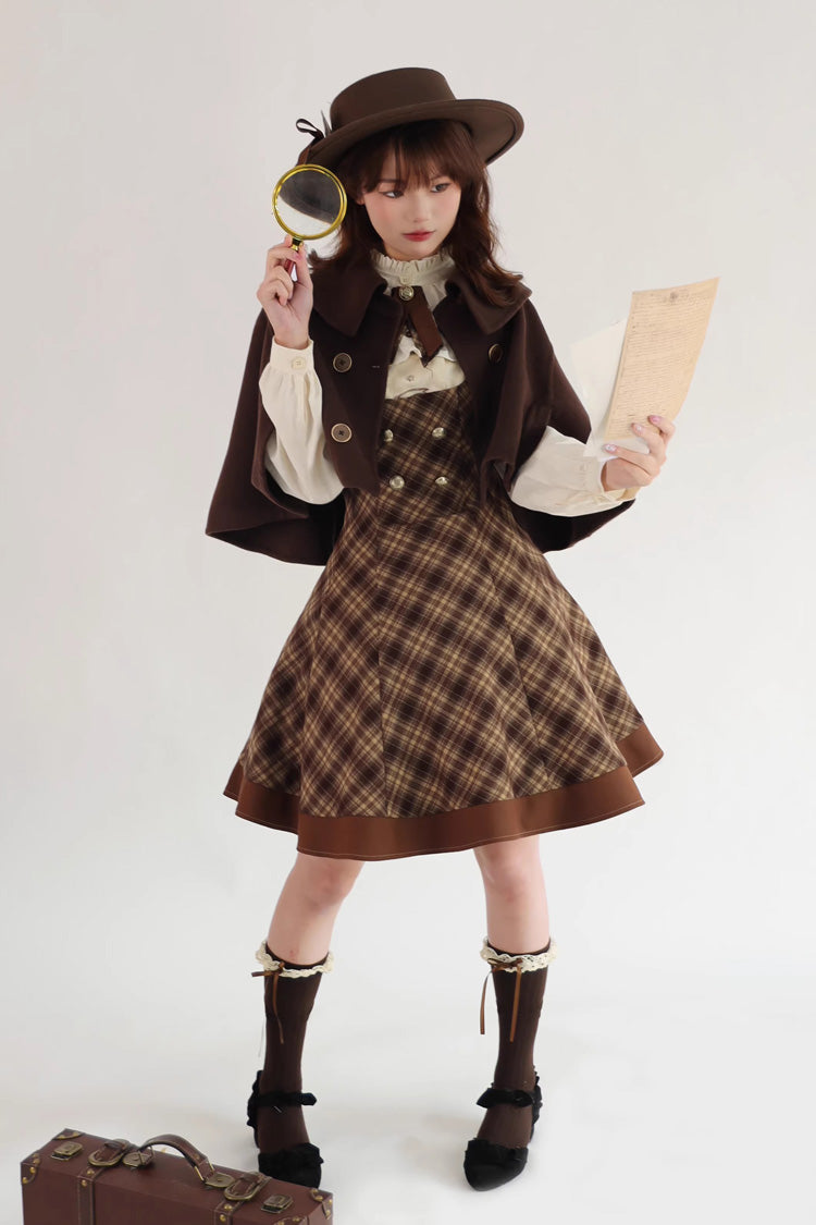Brown [Broken Pocket Watch] Sleeveless Printed Classic Lolita Bust-Support Jsk Dress