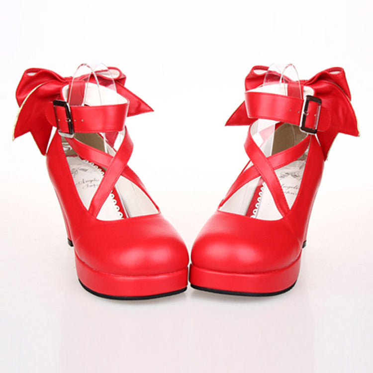 Cute Solid Color Bowknot Sweet Lolita High Heels 4 Colors