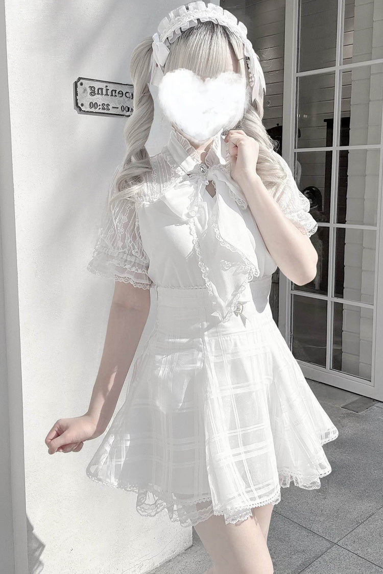 [Light Snow] Plaid Bowknot Sweet Jirai Kei Japanese Skirt 3 Colors