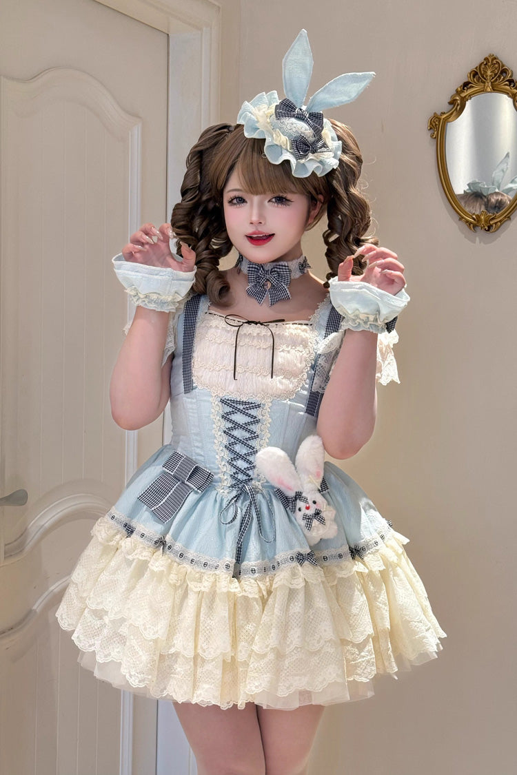 [Goodnight Alice] Sleeveless Ruffled Bow Lace-Up Sweet Lolita Jsk Dress 3 Colors