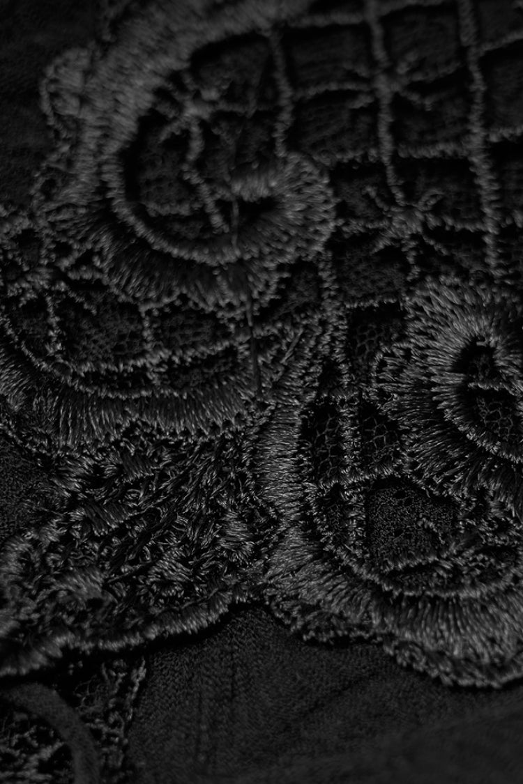 Black Embroidery Ripped Women's Gothic Leg Warmers