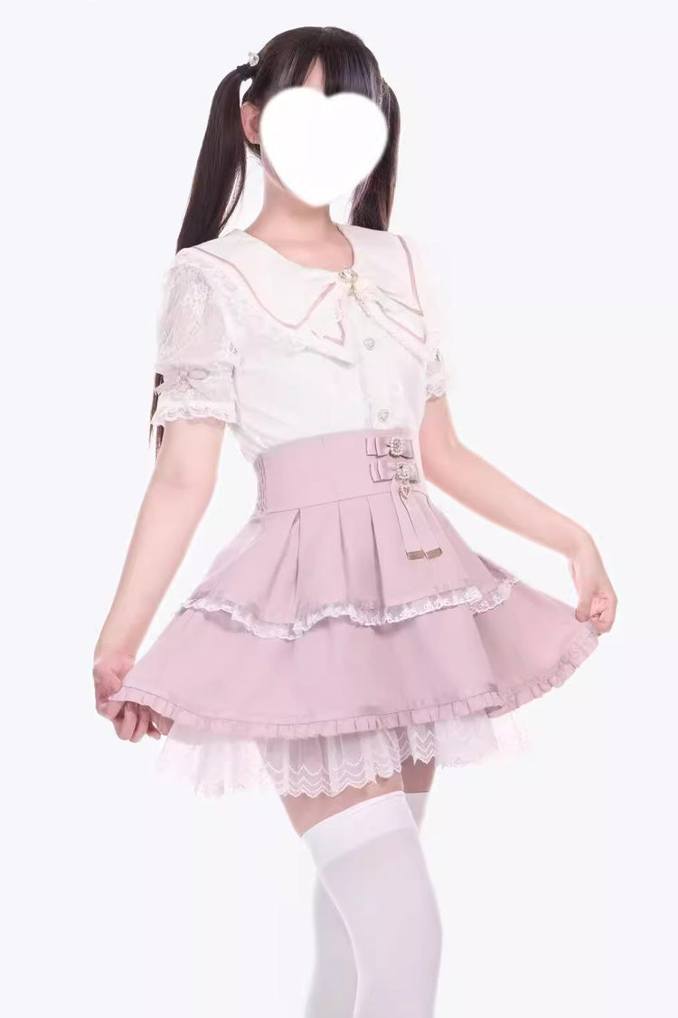 [Fruit Candy] Ruffle Bowknot Lace Sweet Jirai Kei Japanese Skirt 5 Colors