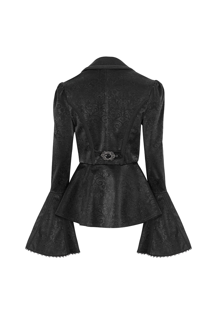 Black Ruffled Collar Flared Sleeved Women's Gothic Jacket