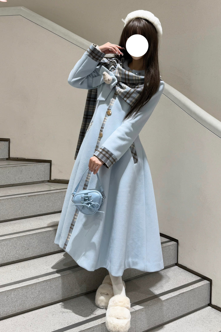 [Cookie Mousse] Single Breasted Long Sleeves Bowknot Stitching Sweet Elegant Lolita Coat 2 Colors
