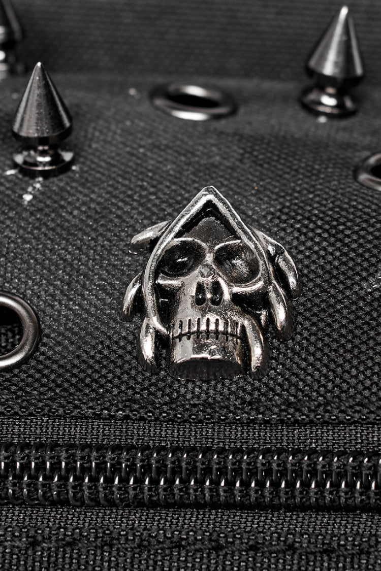 Black Adjustable Skull Rivets Men's Steampunk Waist Bag