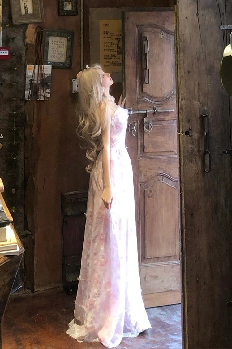 Pink [Sakura Trio] Sleeveless Double-Layered Ruffle Bowknot Lace Sweet Princess Lolita Jsk Dress