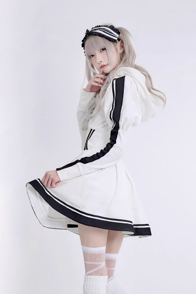 Japanese Long Sleeves Ruffle Bowknot Punk Jirai Kei Sweater Dress 3 Colors