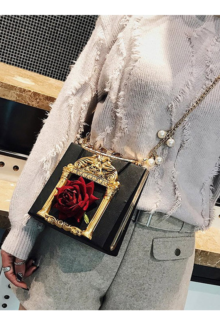 Rose Pearl Chain Retro Gothic Lolita Shoulder Bag