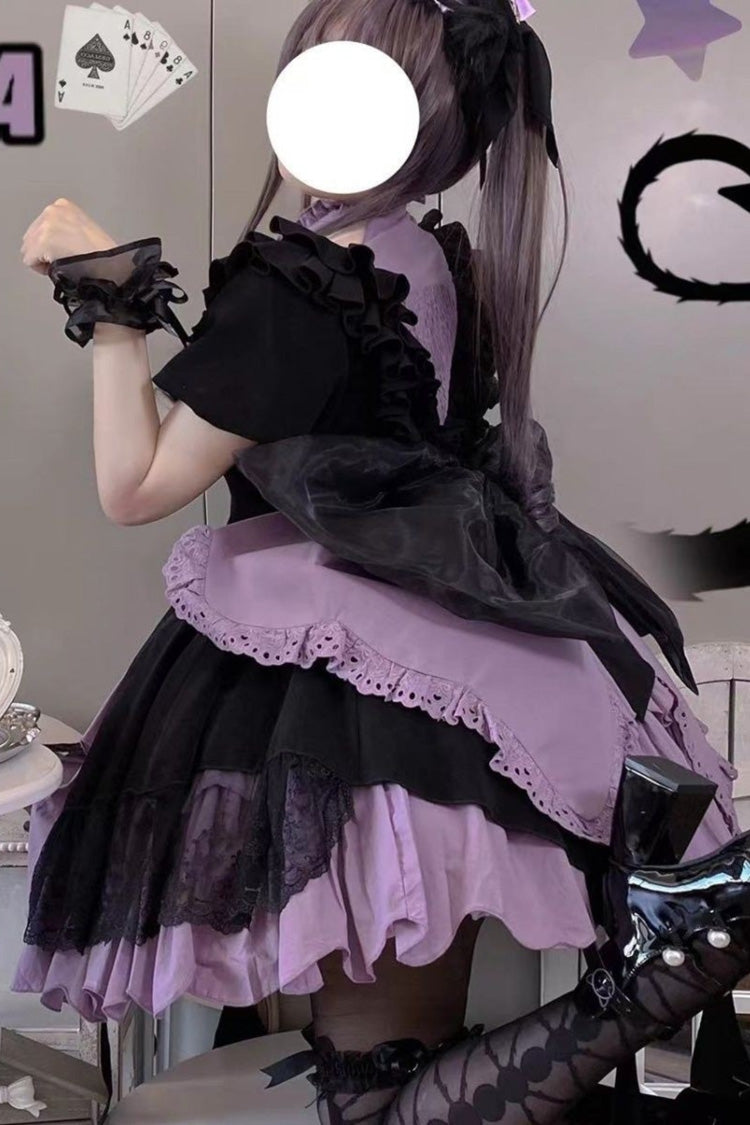 Black/Purple Magical Girl Phantom Thief Ace of Spades Multi-layer Cardigan Gothic Lolita Dress