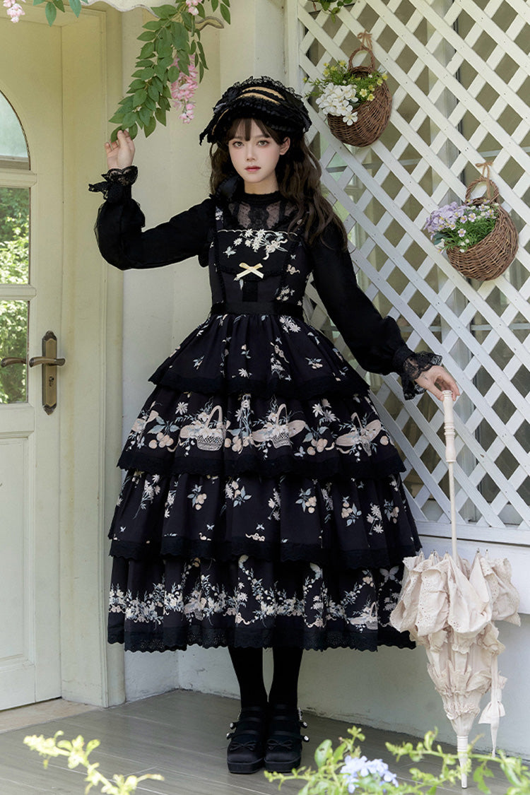 Letters and Poetry Multi-Layered Pastoral Style Print Embroidery Sweet Princess Lolita Jsk Dress 2 Colors