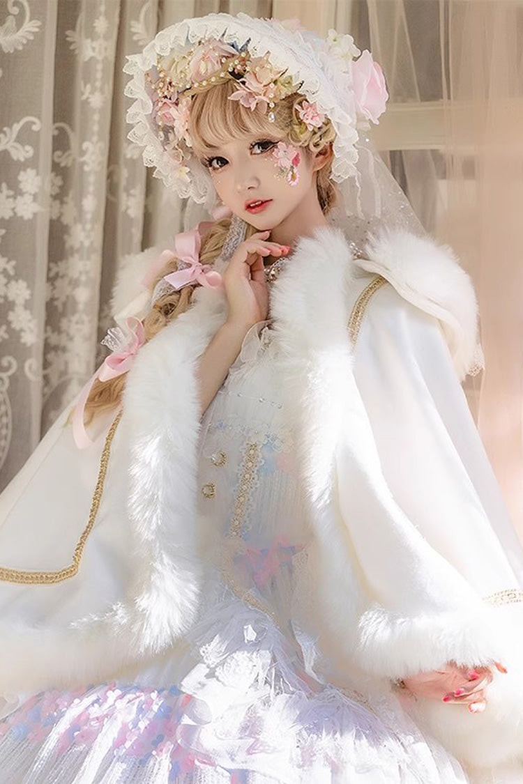 [Snowflake Ballad] Sweet Princess Fur-Collar Lolita Coat Cloak 7 Colors