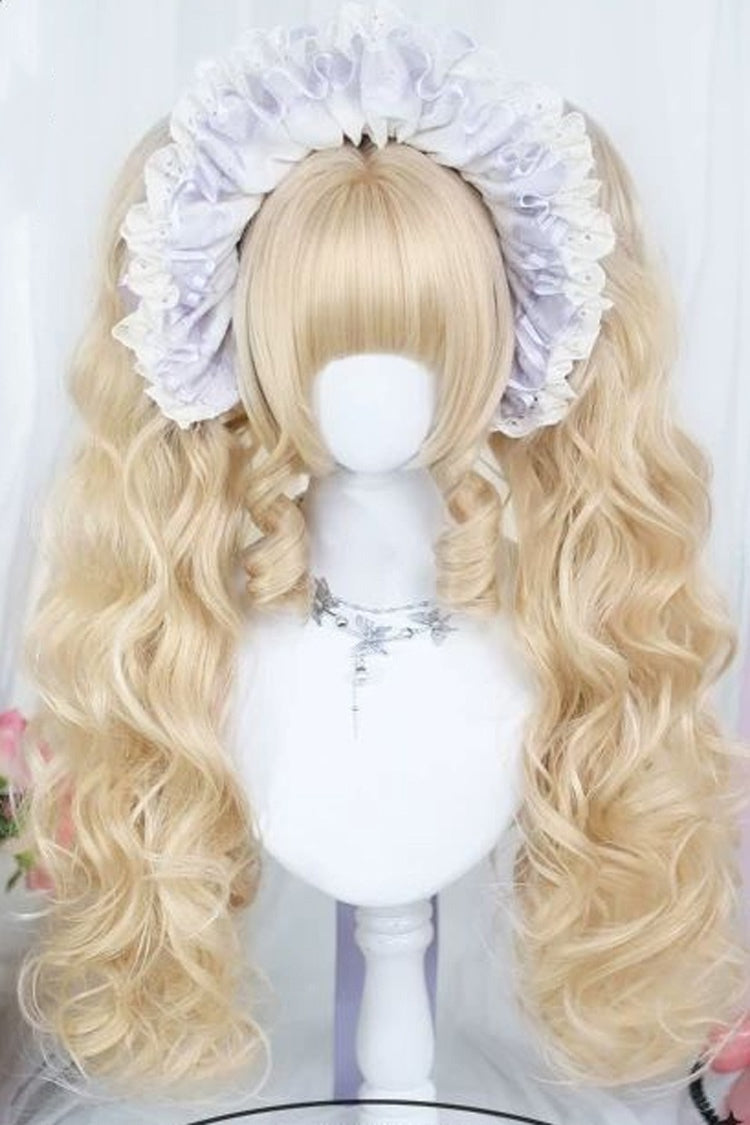 Ensemble de perruques Sweet Lolita à boucles douces brun noyer blanchi