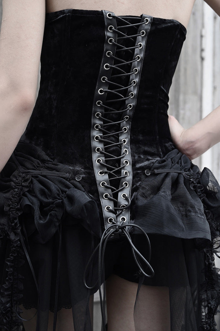 Black [Hell Alice] Hollow Lace-Up Fishbone Gothic Lolita Dress Corset